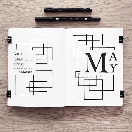 5 Minimalist May Bujo Cover Spread Ideas (All You Need Is a Black Pen!)
