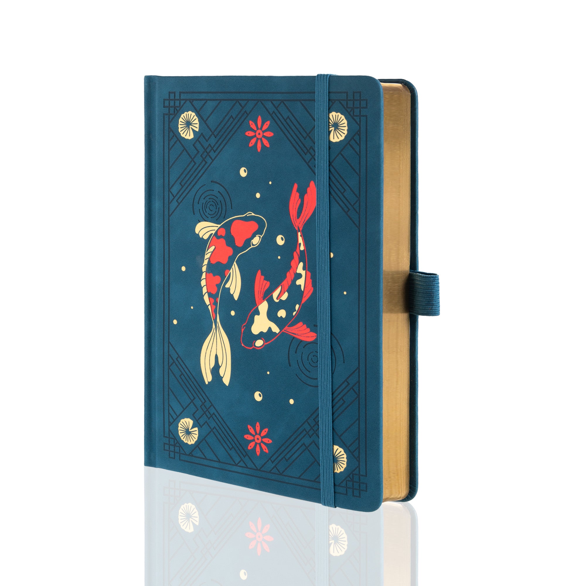 A5 Lotus & Koi Notebook - Navy – tiefossi