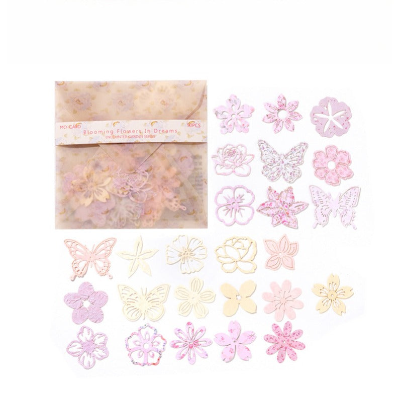 Blooming Flowers In Dreams Collage Scrapbook Paper - 50 Pcs