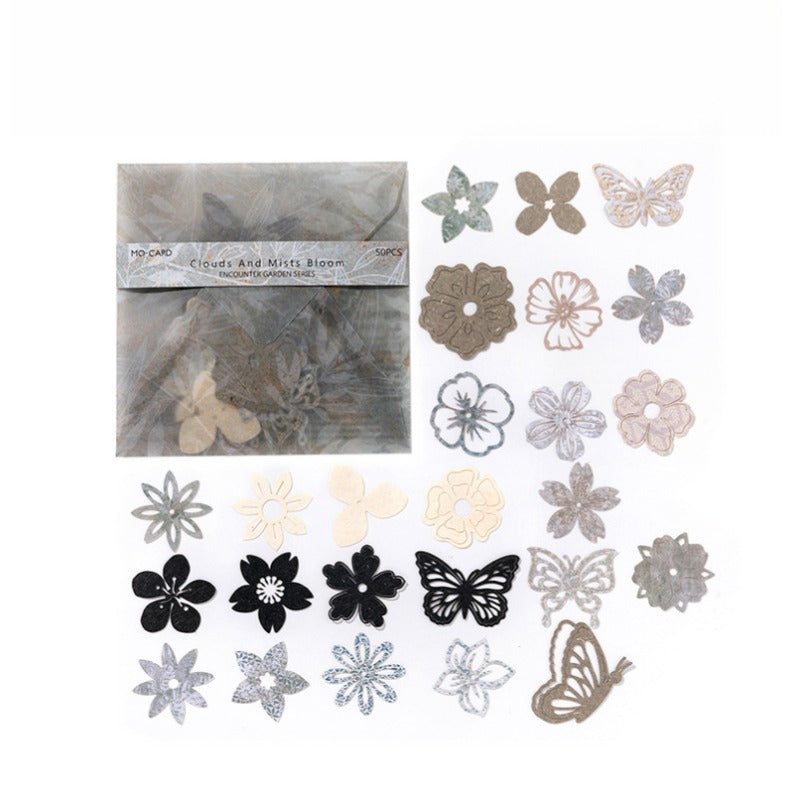 Clouds And Mists Bloom Collage Scrapbook Paper - 50 Pcs