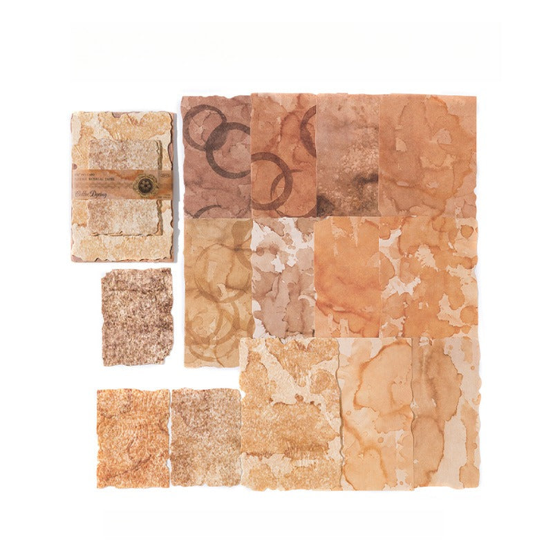 Coffee Dyeing Collage Scrapbook Paper - 28 Sheets