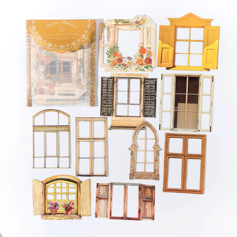Dream in the Window Collage Scrapbook Paper - Yellow - 10 Pcs