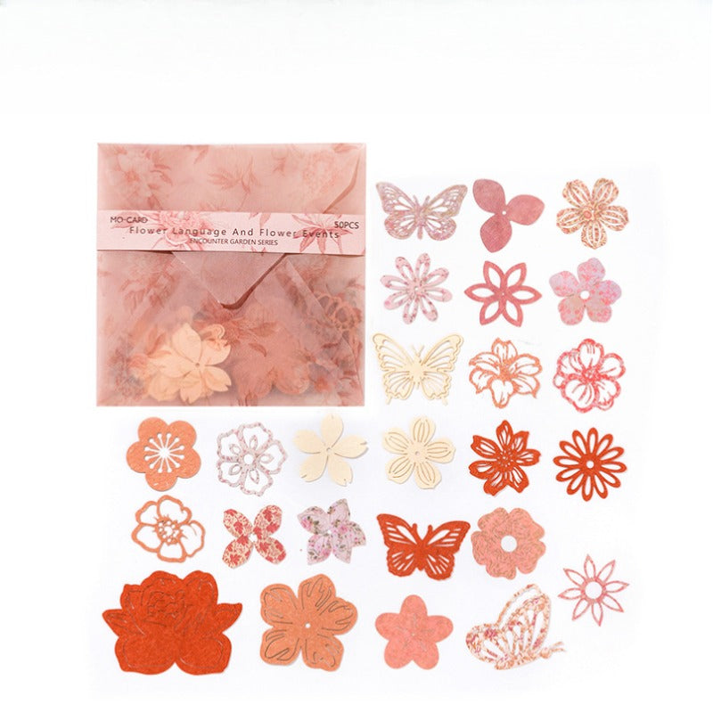 Flower Language And Flower Events Collage Scrapbook Paper - 50 Pcs
