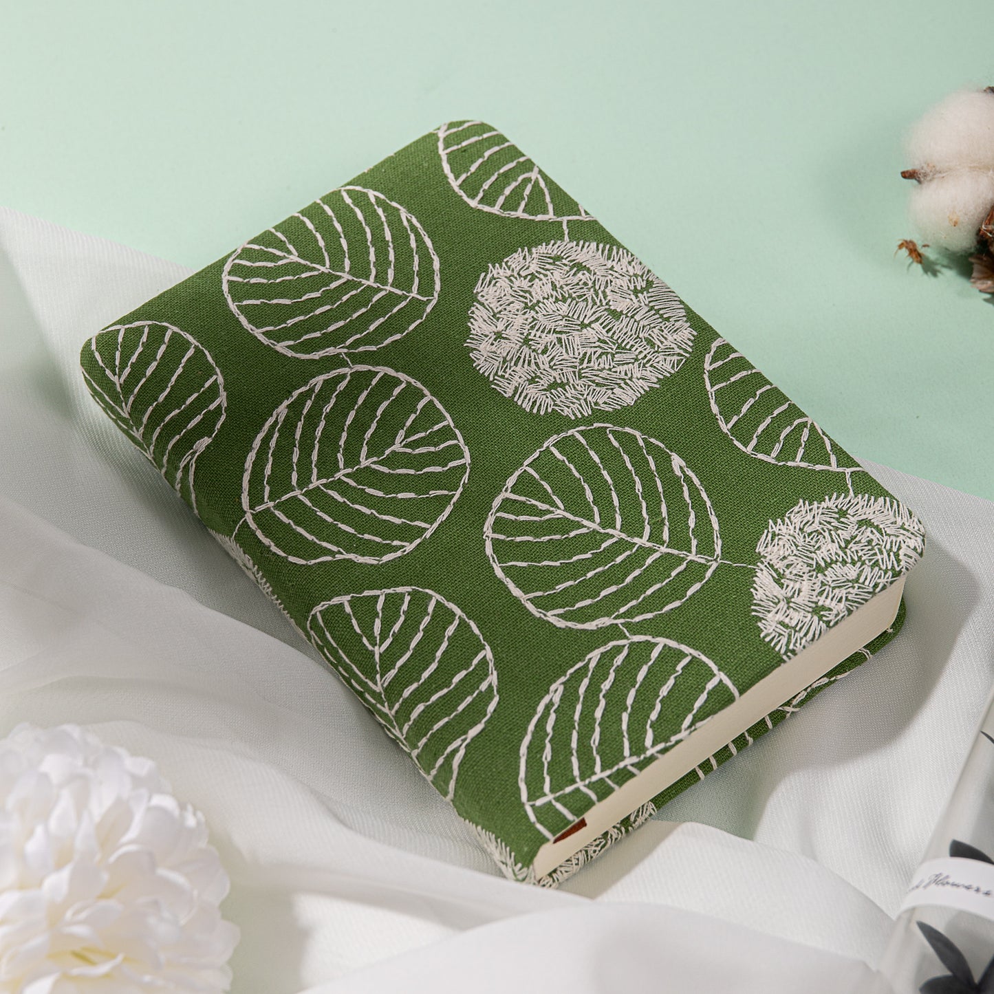 Flower & Tree Lined & Blank Notebook - A6 - Green