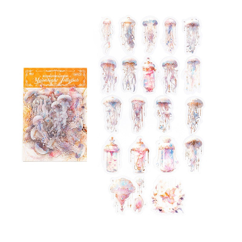 Jellyfish Fantasy Stickers - White - 40 Pcs