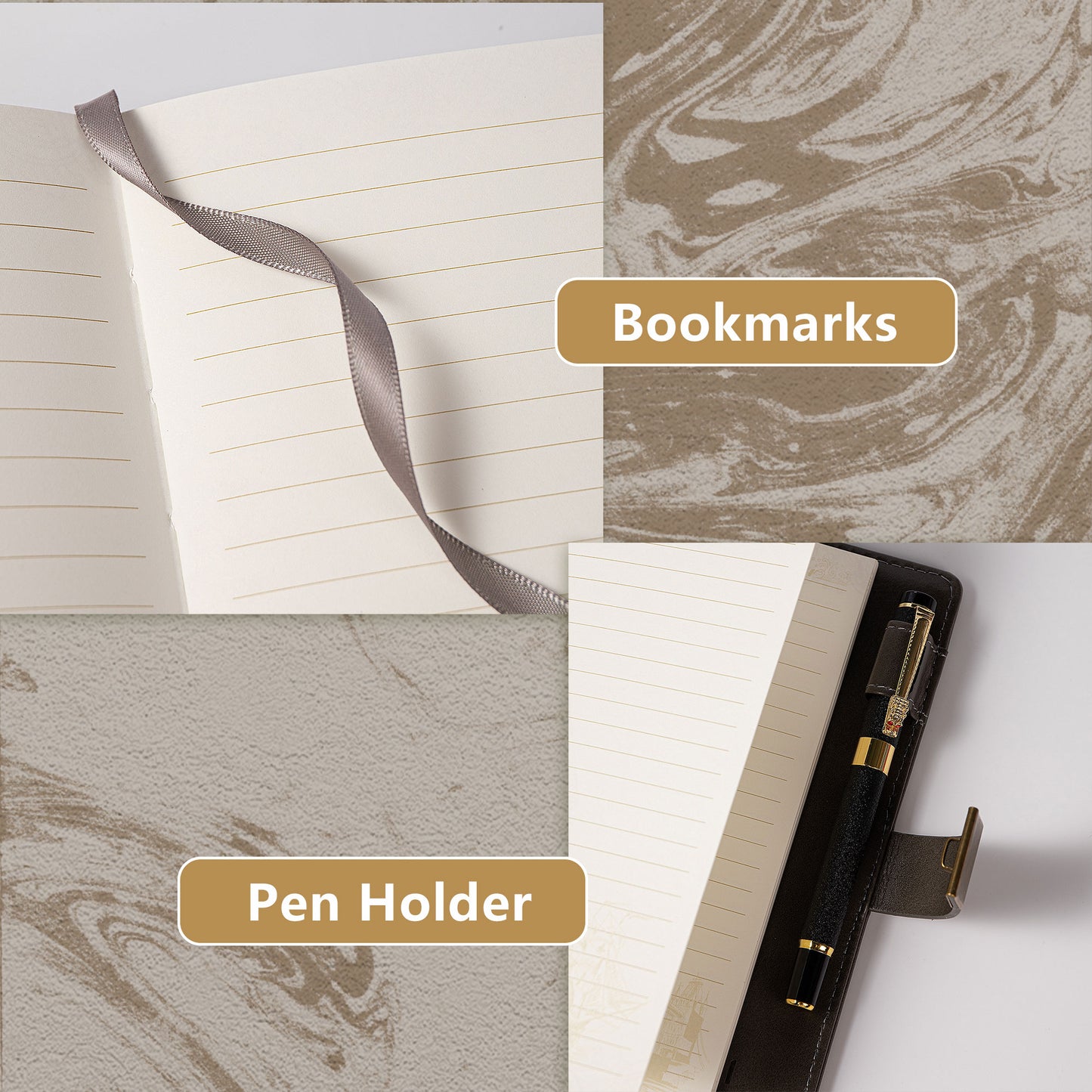Refillable Leather Sailing Lock Journal - B6 - Gray