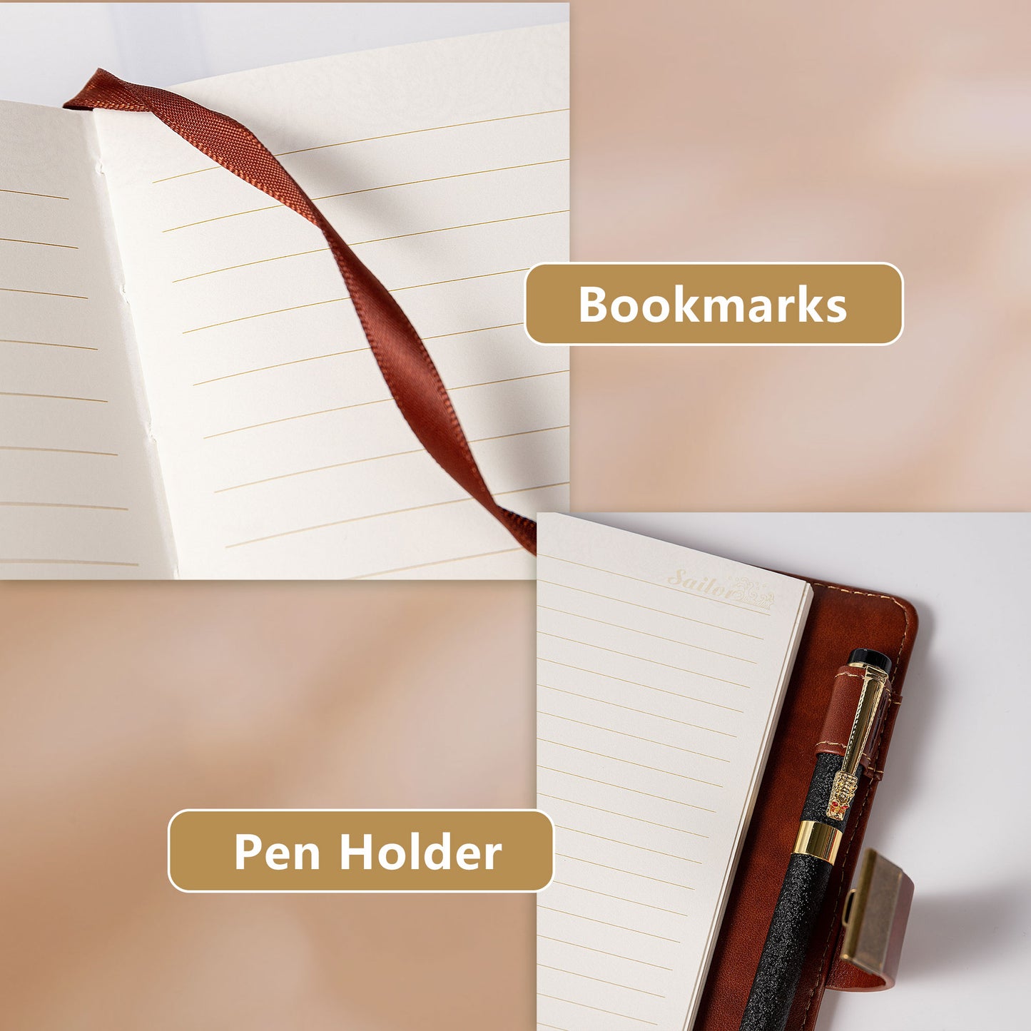 Refillable Leather Sailing Lock Journal - B6 - Red Brown