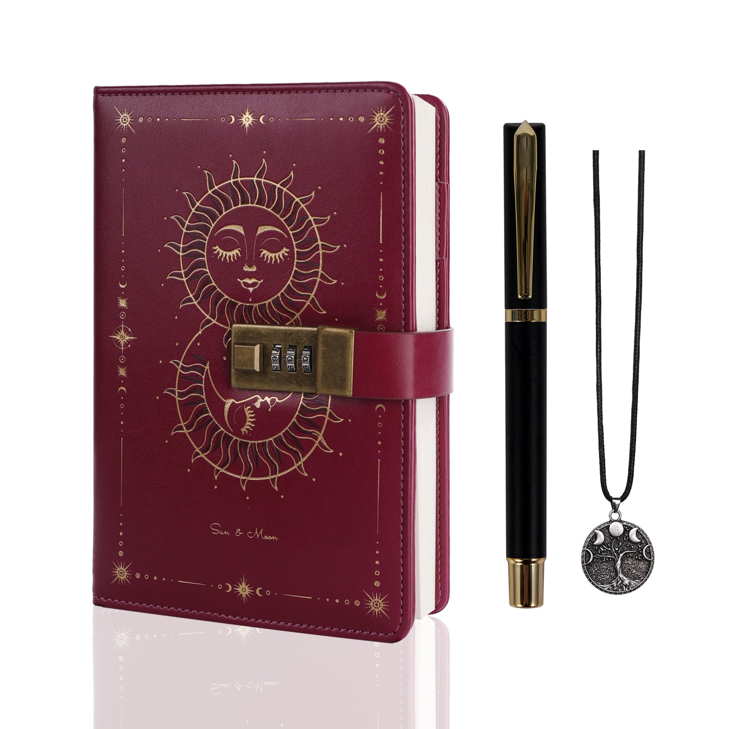 Sun & Moon Lock Journal - B6 - Ruled - Purple