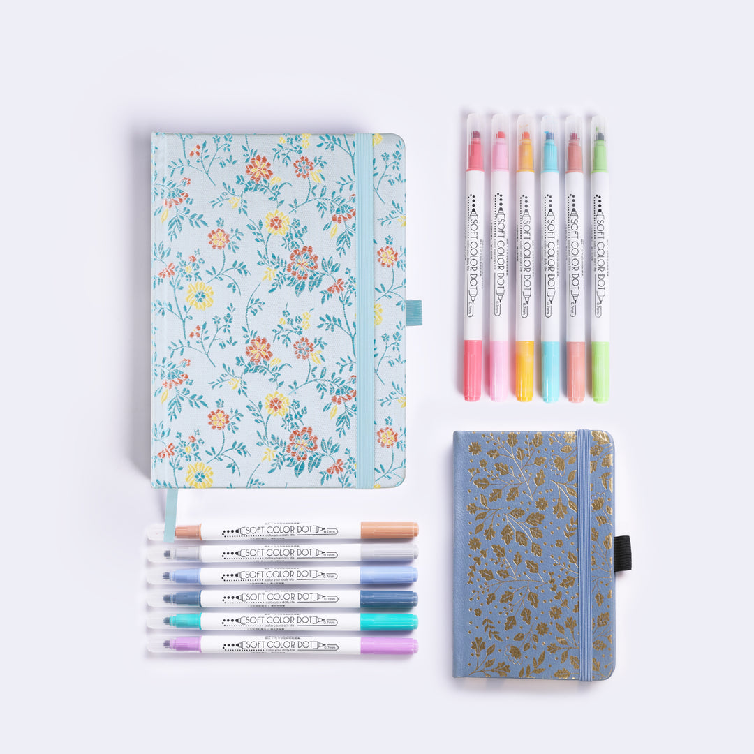 A5 Dot Grid Notebook + A6 Dot Grid Notebook + 12 Colors Marker