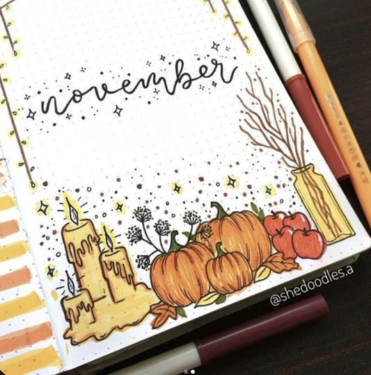 Amazing November Bullet Journal Cover Spread Ideas