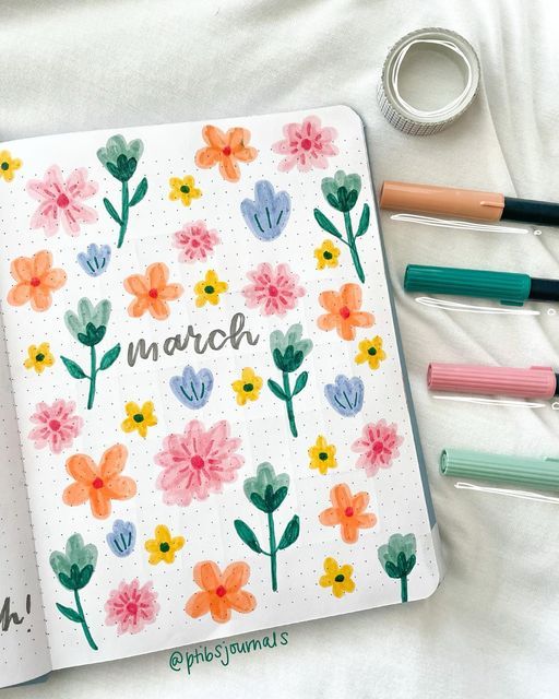 Creative March Bullet Journal Cover Spread Ideas