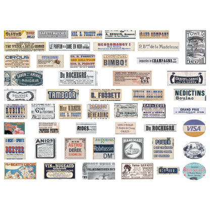 Vintage Stickers - Past - 100 Pcs