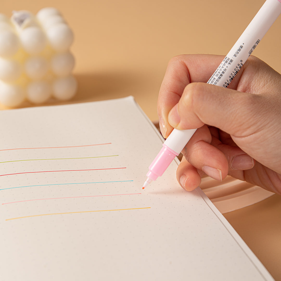 Soft Color Dot Double-Sided Marker - 6 Color Set - Warm