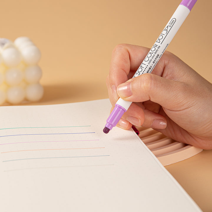 Soft Color Dot Double-Sided Marker - 6 Color Set - Salt