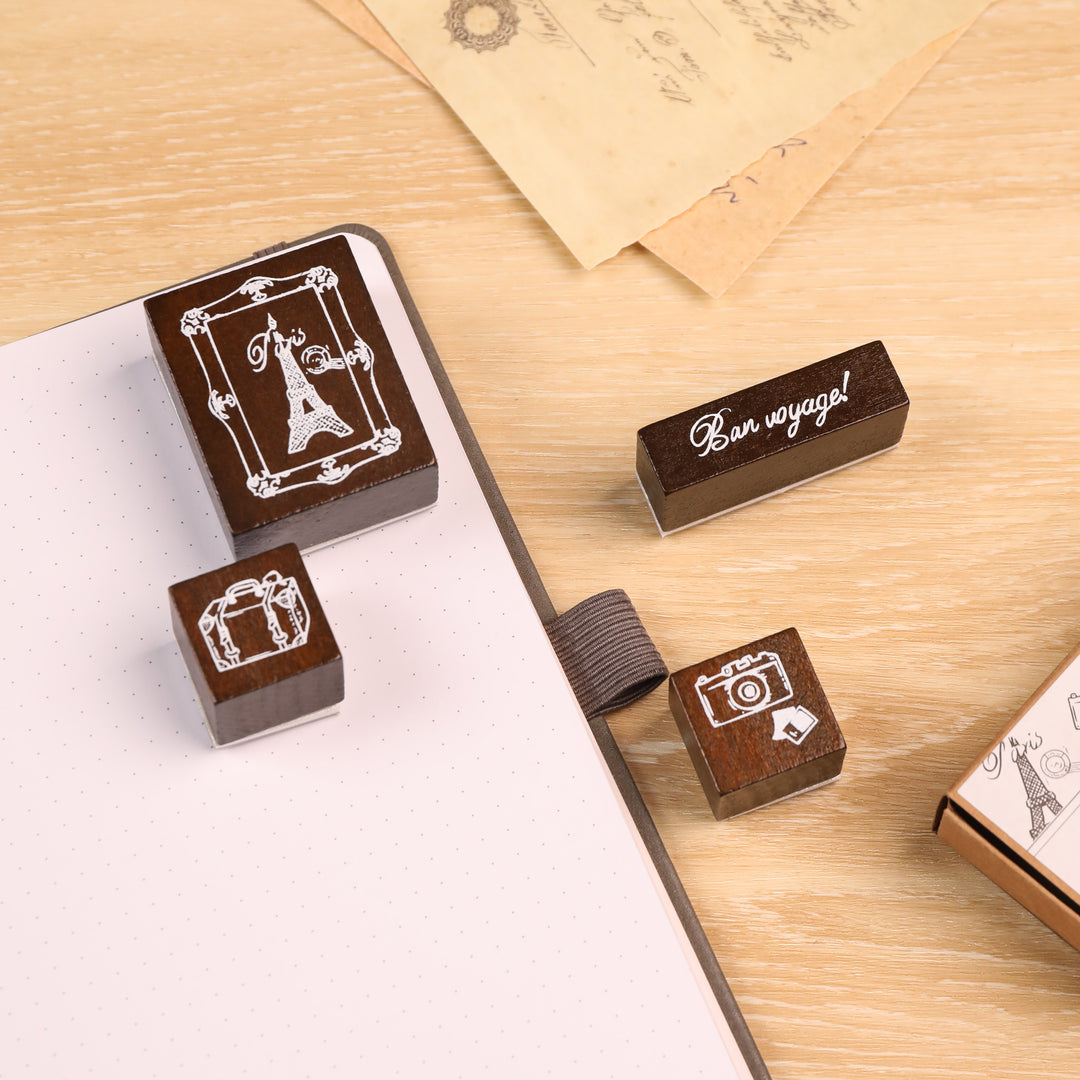 Bon Voyage Wooden Stamp - Set of 4