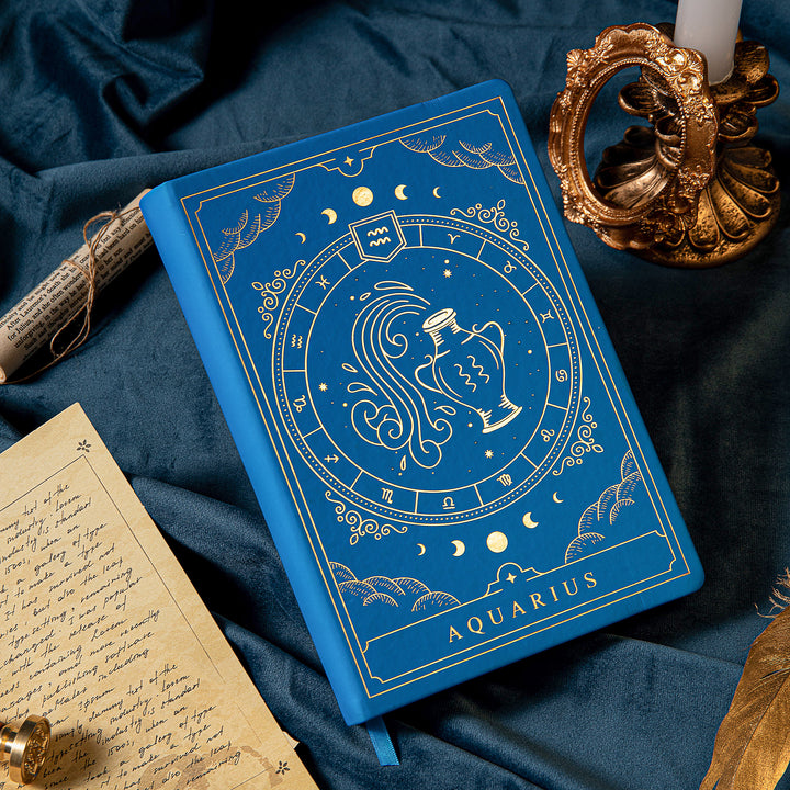 Leather Zodiac Constellation Bullet Journal - A5 - Dotted - Aquarius