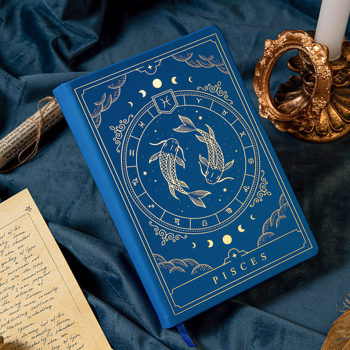 Leather Zodiac Constellation Bullet Journal - A5 - Dotted - Pisces