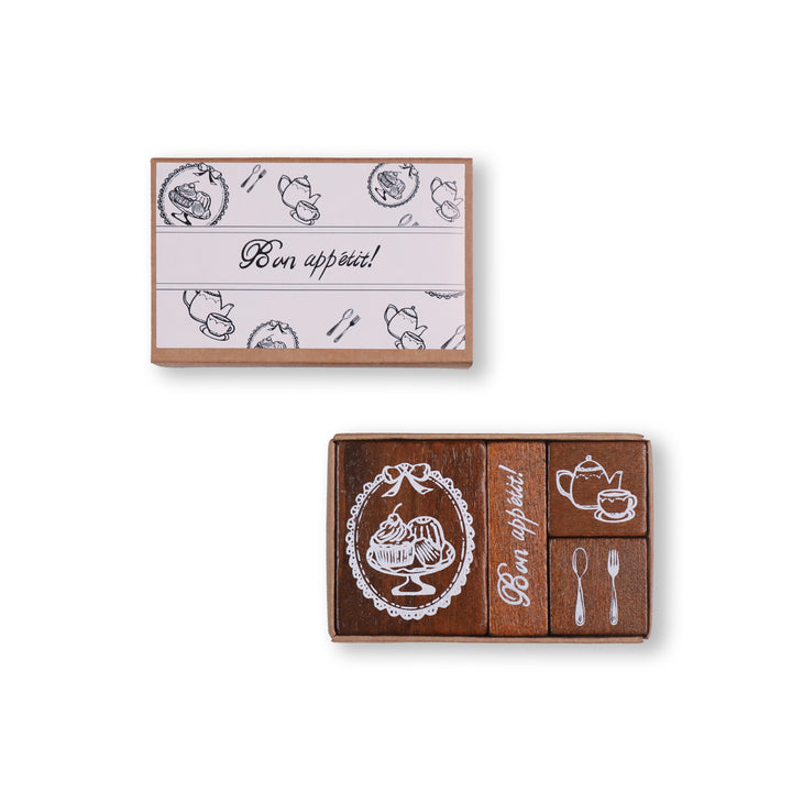 Bon Appetit Wooden Stamp - Set of 4