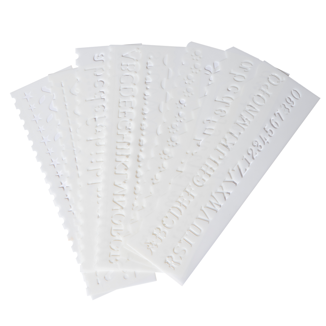 A5 Notebook Gold + 12 Colors Fineliner + 8 Pcs Stencils