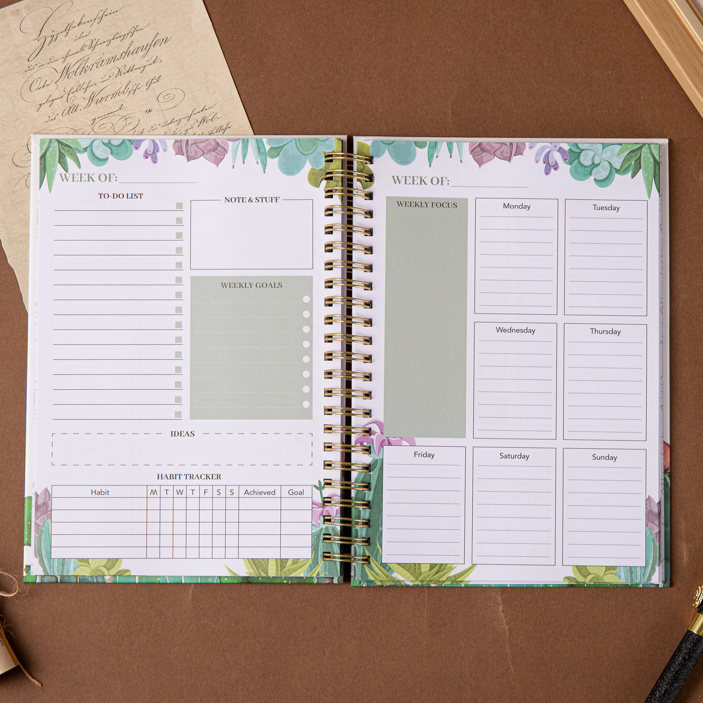 Cactus Weekly Planner - A5 - Green