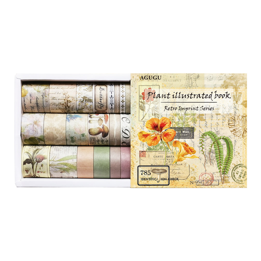 Retro Imprint Washi Tape - Plant Illustrated Book - Set of 20