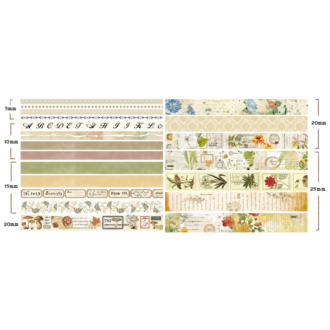Retro Imprint Washi Tape - Plant Illustrated Book - Set of 20