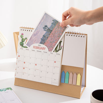 2024 Desk Calendar with Notepad & Sticky Notes - Floral