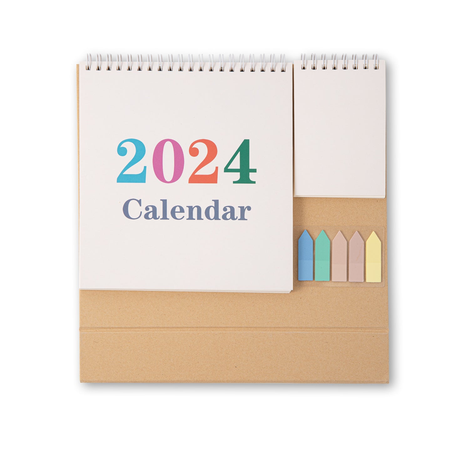 2024 Desk Calendar with Notepad & Sticky Notes - Plain