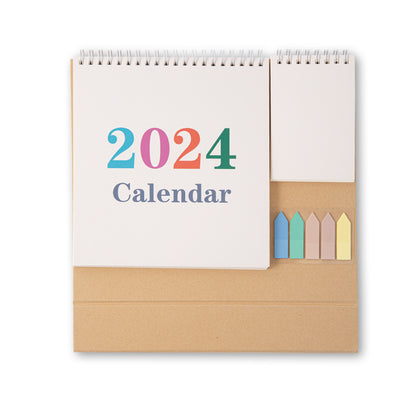 2024 Desk Calendar with Notepad & Sticky Notes - Plain