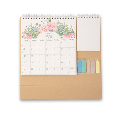 2024 Desk Calendar with Notepad & Sticky Notes - Plain