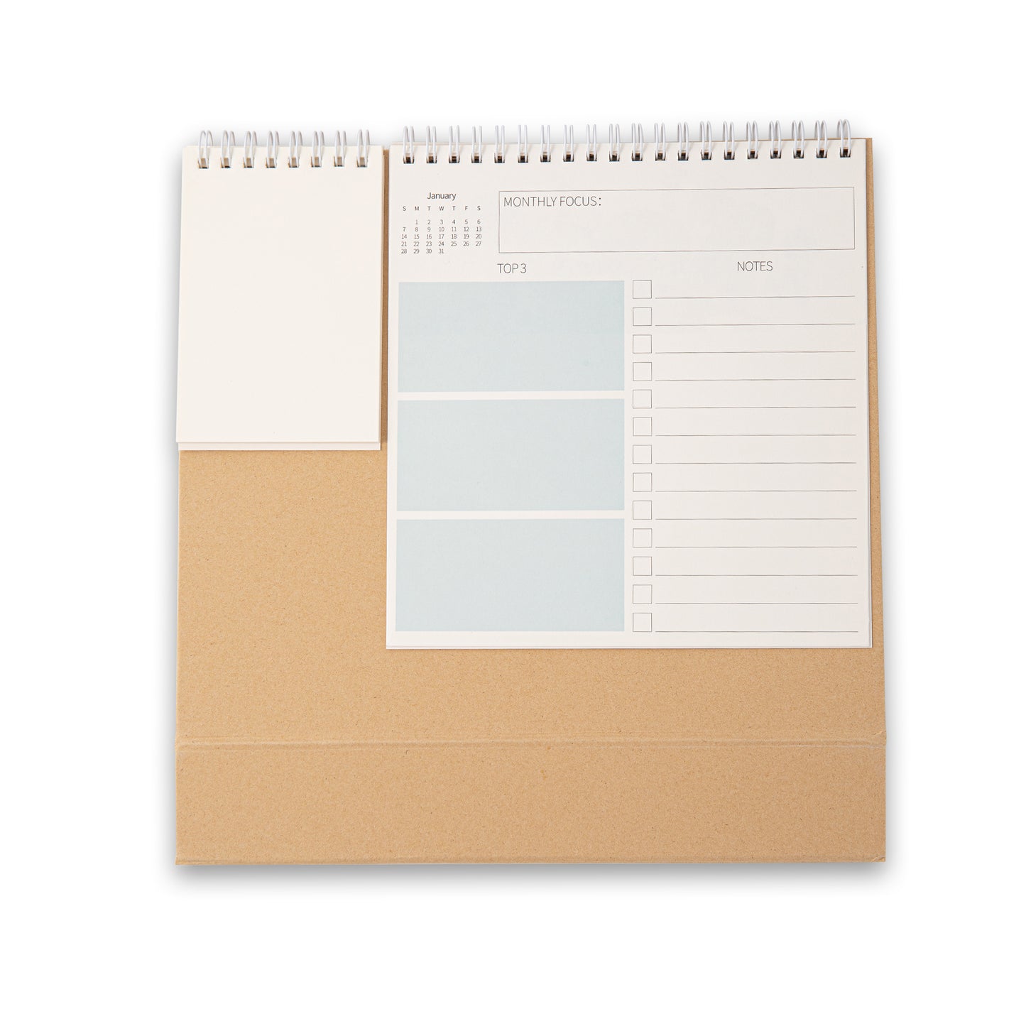 2024 Desk Calendar with Notepad & Sticky Notes - Plain