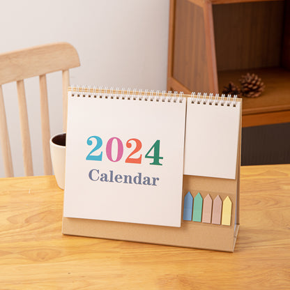 2024 Desk Calendar with Notepad & Sticky Notes - Plain
