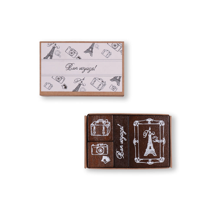 Bon Voyage Wooden Stamp - Set of 4