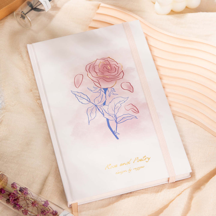 Hardcover Notebook - A5 - Rose and Poetry - Pink