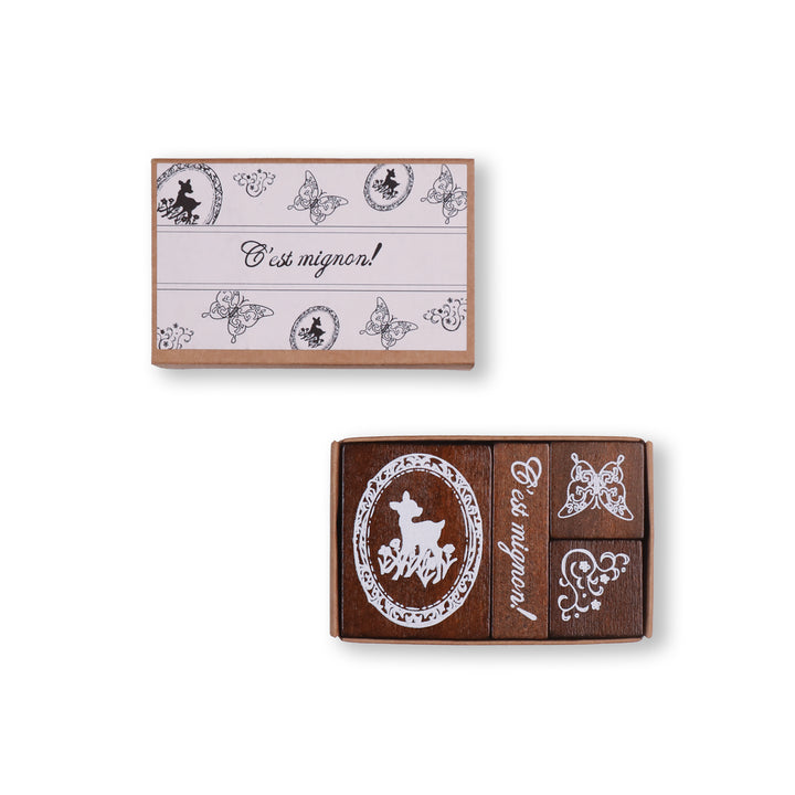 C'est Mignon Wooden Stamp - Set of 4