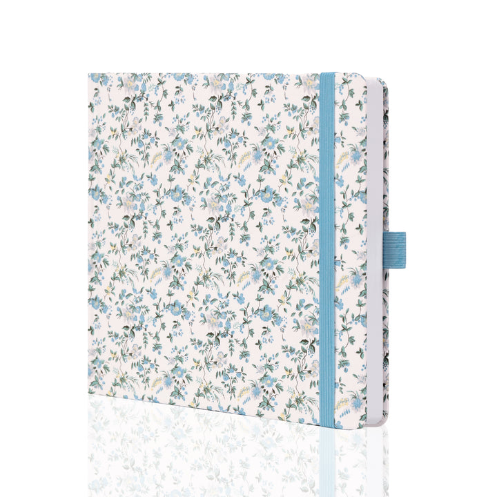 8x8 Square Floral Dot Grid Notebook - Blue