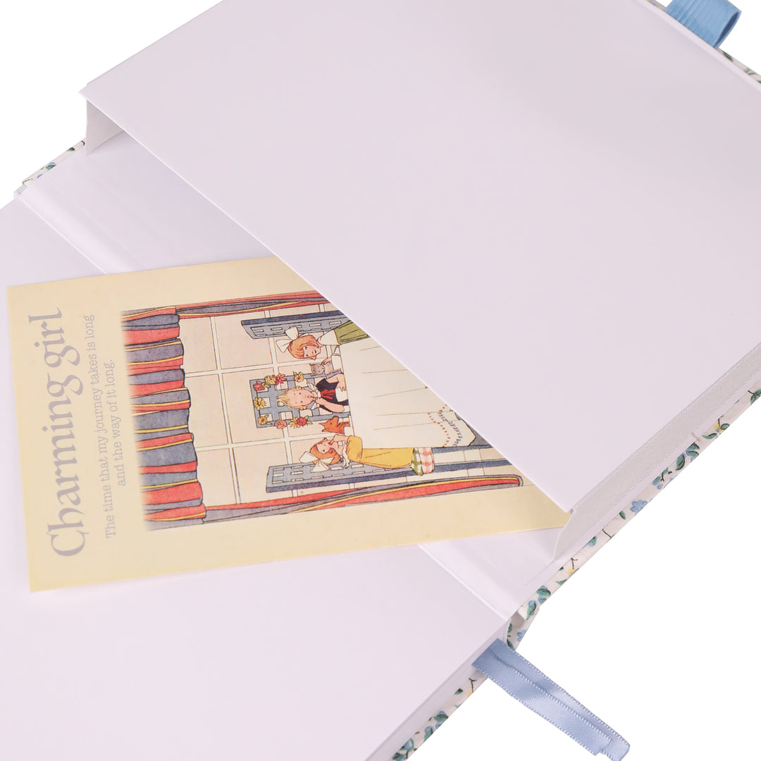 8x8 Square Floral Dot Grid Notebook - Blue