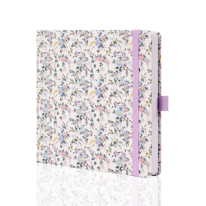 8x8 Square Floral Dot Grid Notebook - Lavender