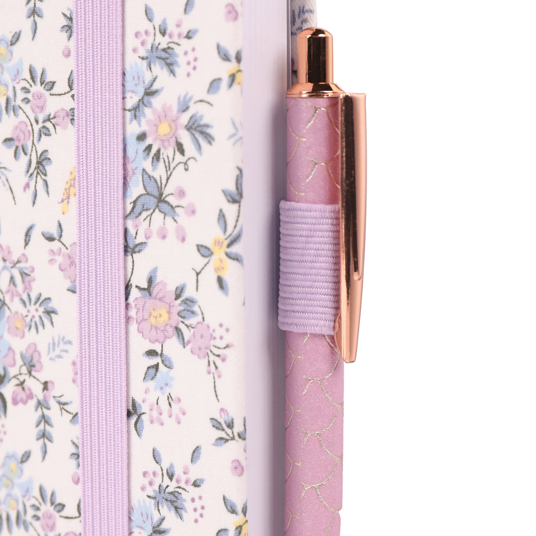 8x8 Square Floral Dot Grid Notebook - Lavender