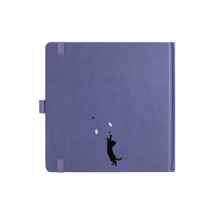 8x8 Square Sakura & Cat Dot Grid Notebook - Deep Purple