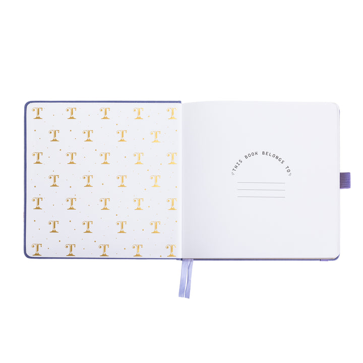 8x8 Square Sakura & Cat Dot Grid Notebook - Deep Purple