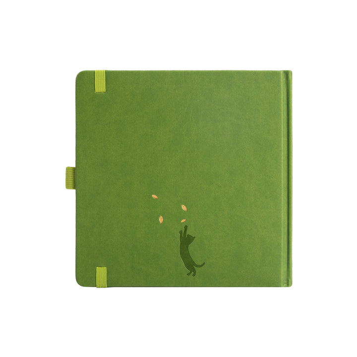 8x8 Square Sakura & Cat Dot Grid Notebook - Green