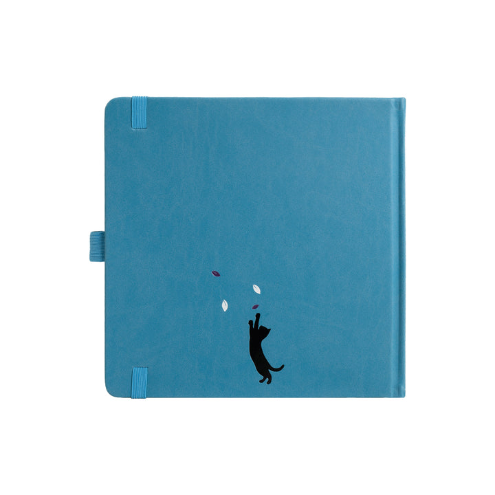 8x8 Square Sakura & Cat Dot Grid Notebook - Lake Blue