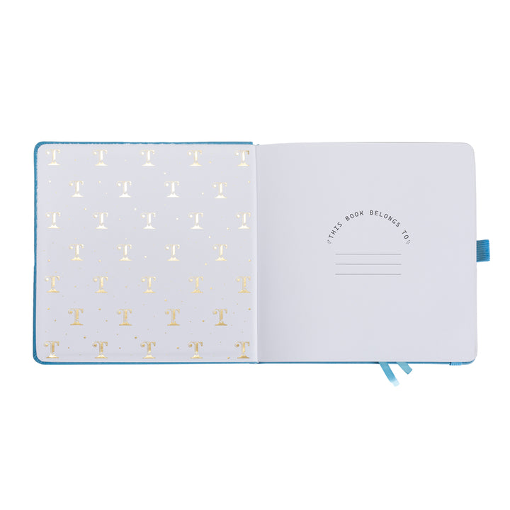 8x8 Square Sakura & Cat Dot Grid Notebook - Lake Blue