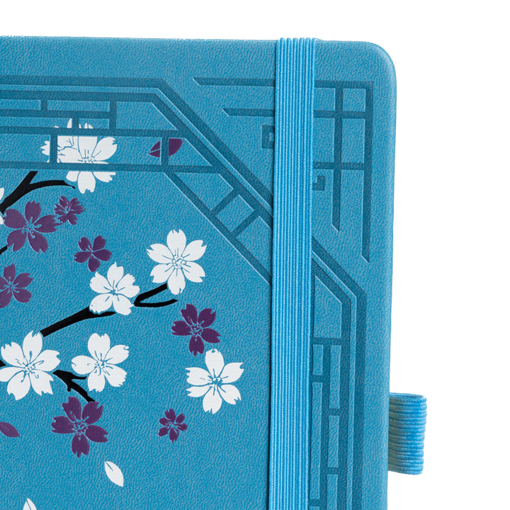 8x8 Square Sakura & Cat Dot Grid Notebook - Lake Blue