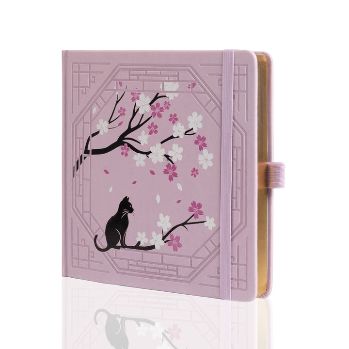 8x8 Square Sakura & Cat Dot Grid Notebook - Pink