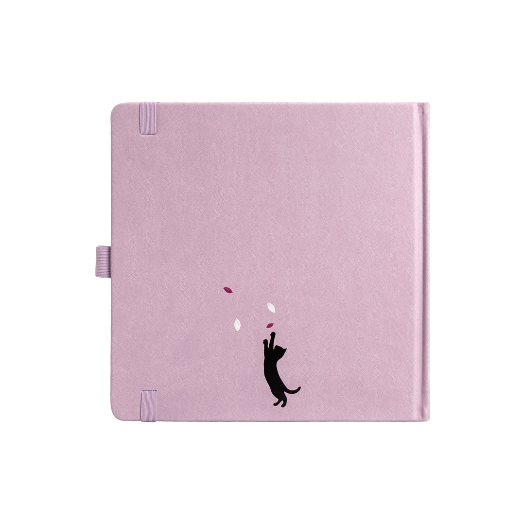8x8 Square Sakura & Cat Dot Grid Notebook - Pink