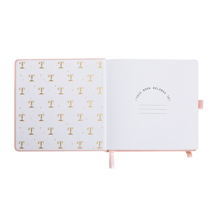 8x8 Square Sakura & Cat Dot Grid Notebook - Pink