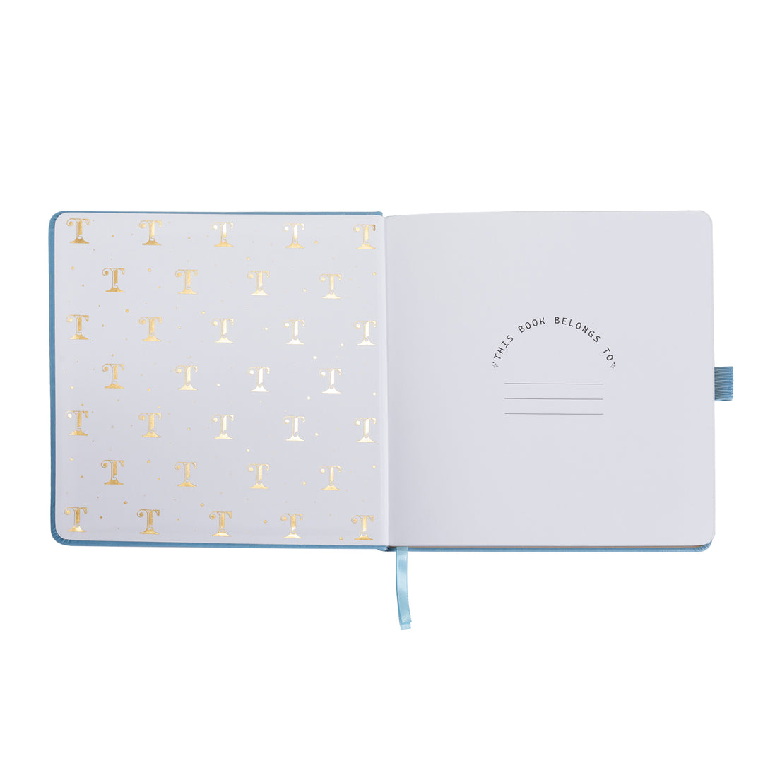 8x8 Square Sakura & Cat Dot Grid Notebook - Sky Blue