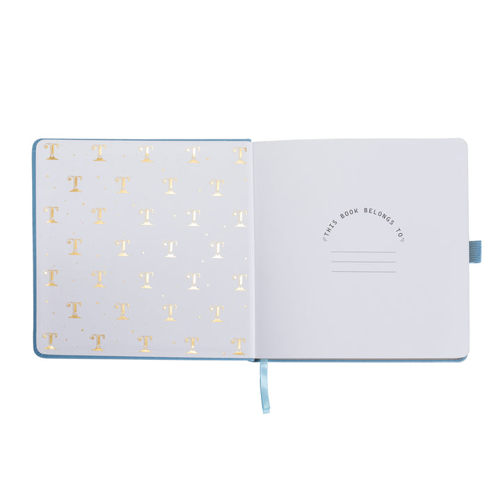 8x8 Square Sakura & Cat Dot Grid Notebook - Sky Blue